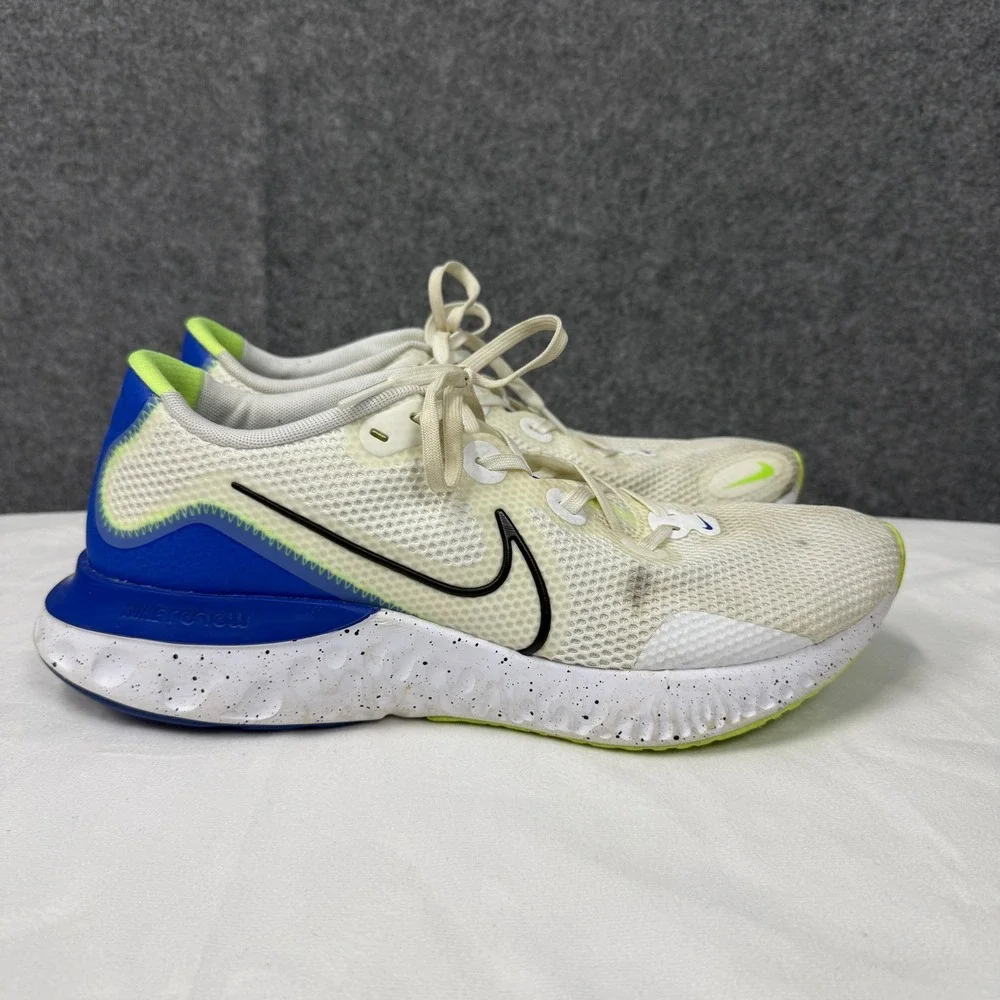 Nike Renew Run‎ Mens Size 12 White Blue Neon Running Shoes CW5844 100